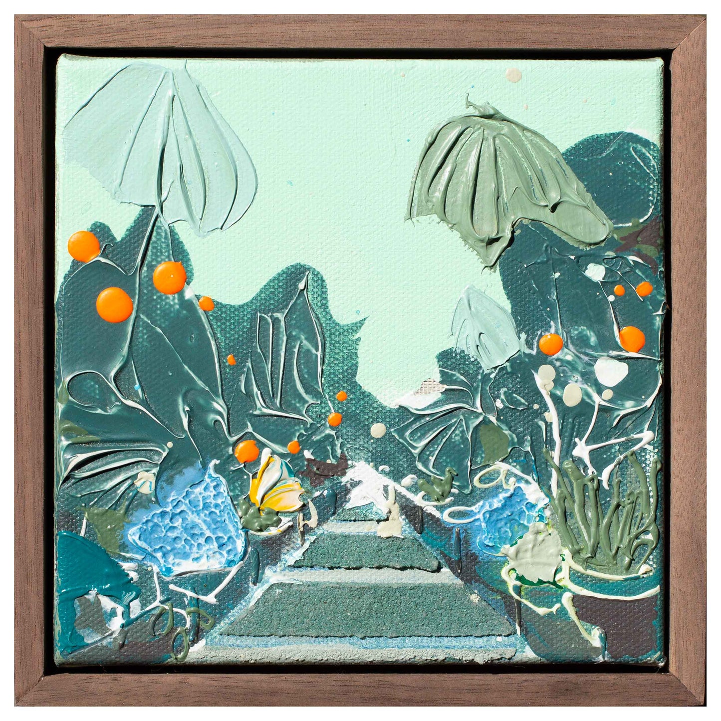 Garden Walk with Orange Trees, 6" x 6"