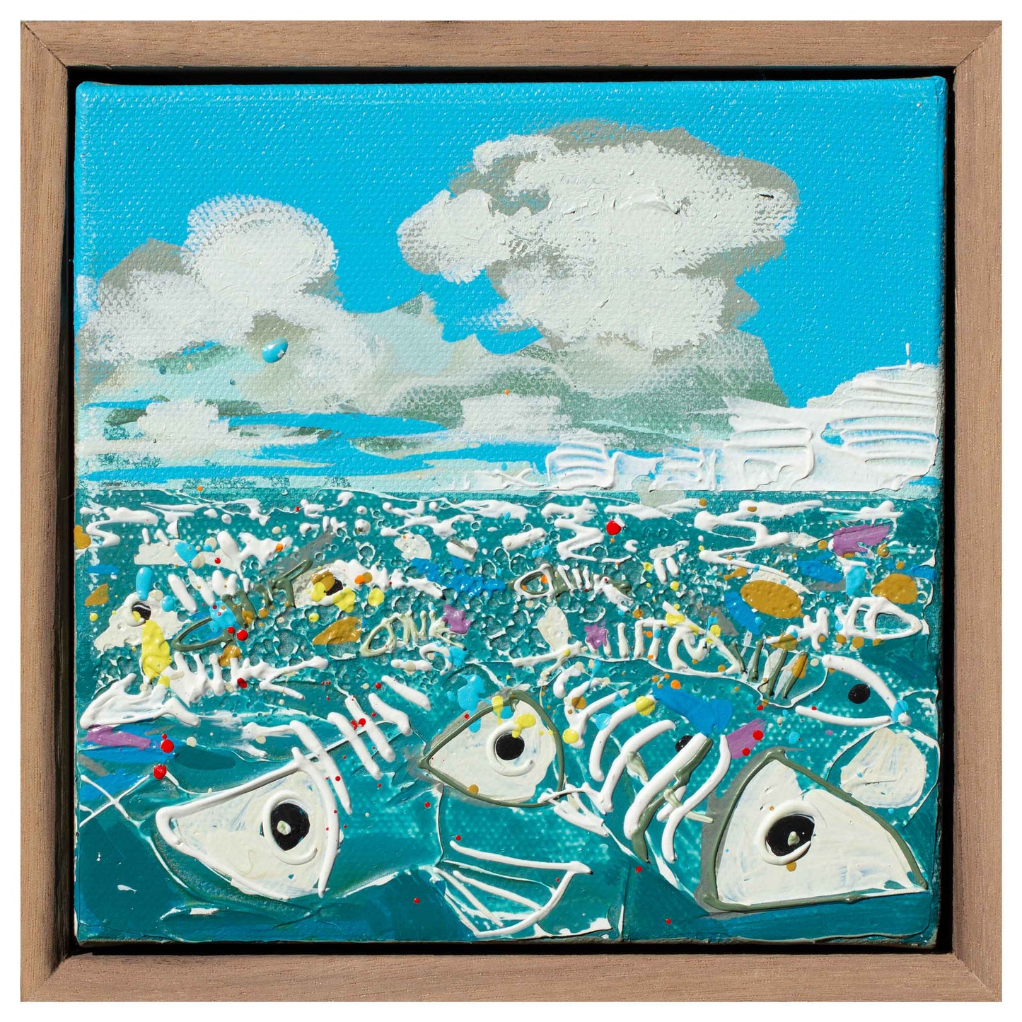 Redtide in the Bay, 6" x 6"