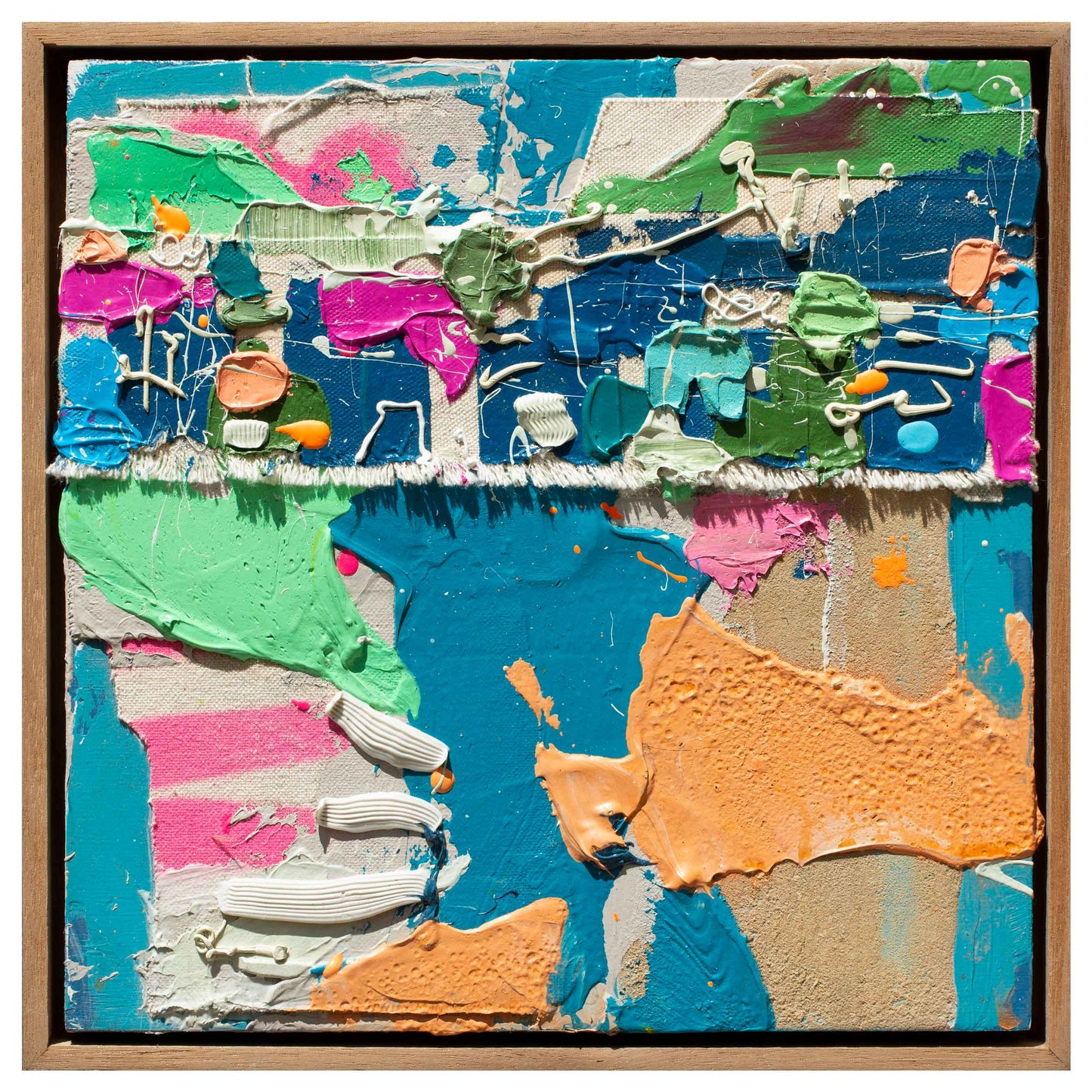 Pink-Blue-Orange-Green, 9.5" x 9.5"