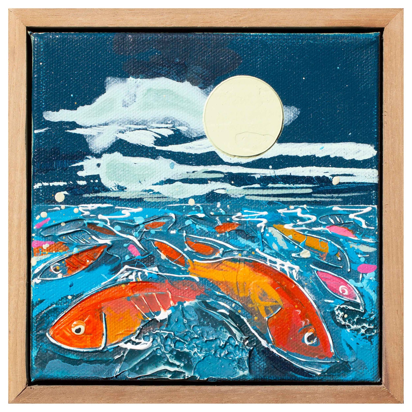 Full Moon - Red Fish, 6" x 6"