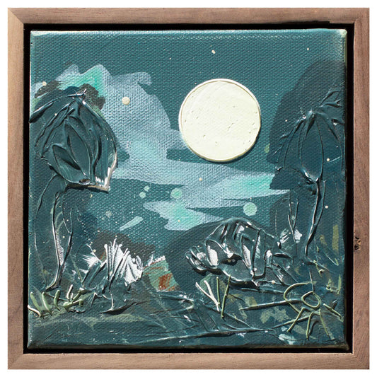 Full Moon in the Woods - Spider Web,   6" x 6"